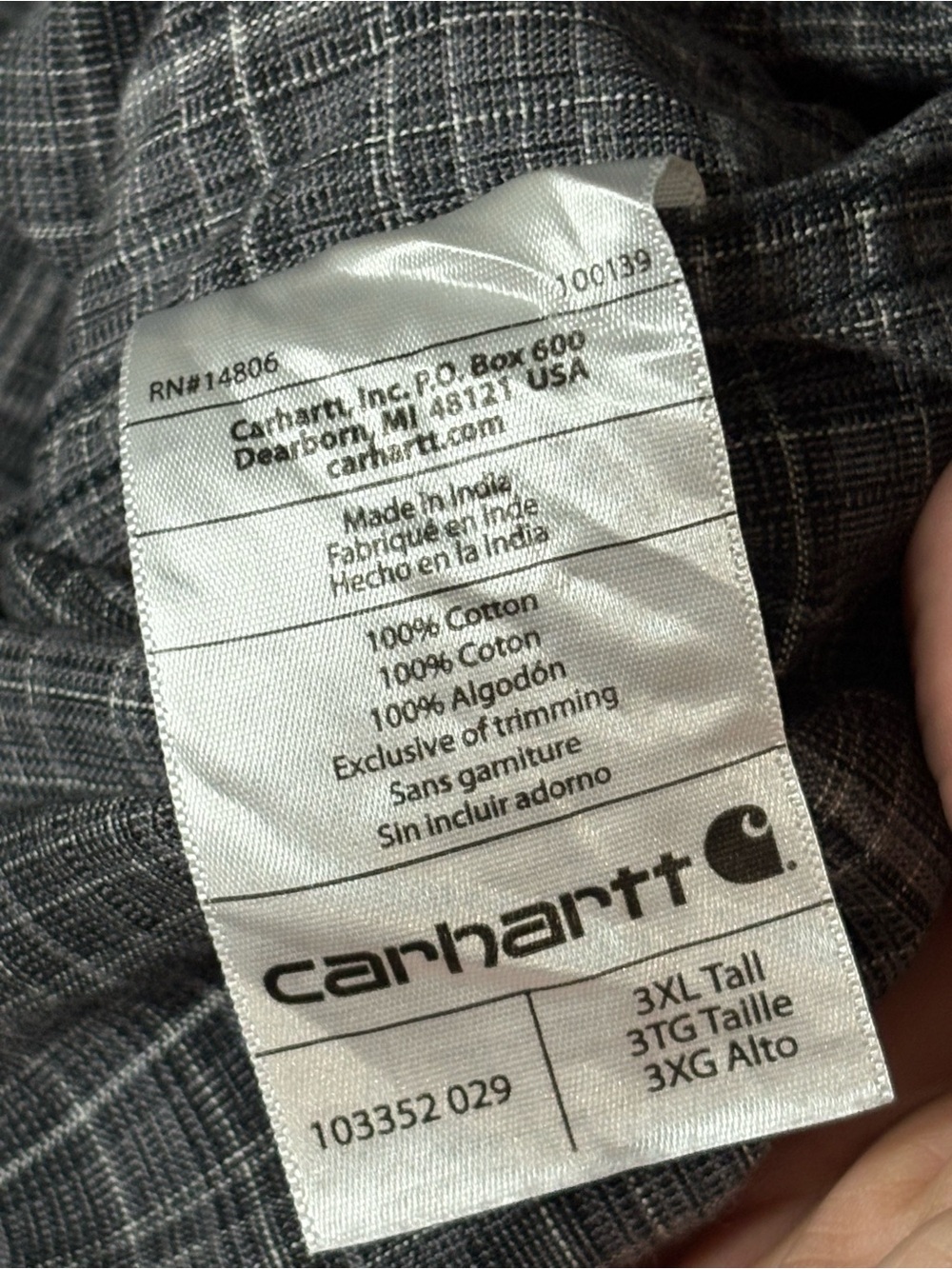 Carhartt Gray Plaid Button Down Shirt Relaxed Fit Men’s 3XL EUC - Picture 5 of 6